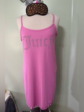 Juicy Couture Pink Rhinestone Logo Slip Dress Size Large